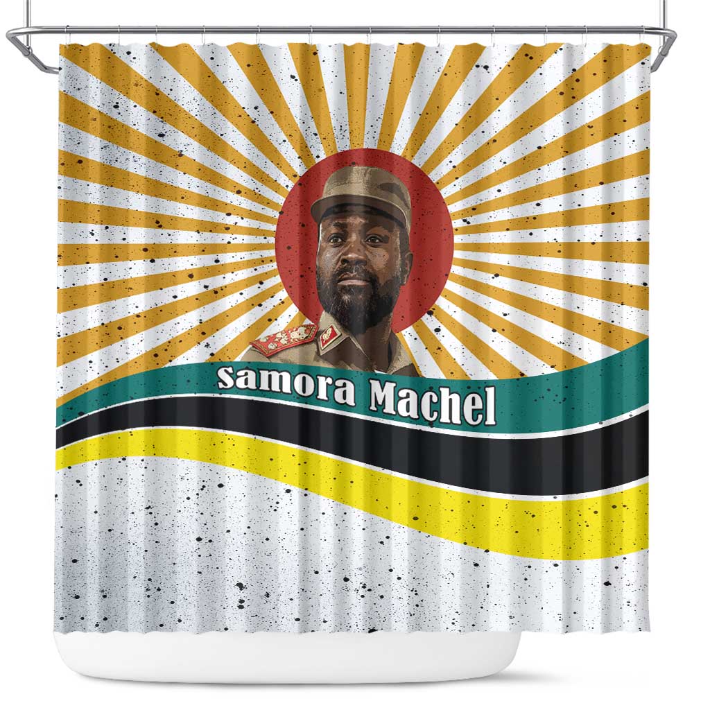 Samora Machel Shower Curtain Radiant Sunburst Bold Anti-Colonial Quote Mozambique Liberation - African Revolutionary Art - African Pride