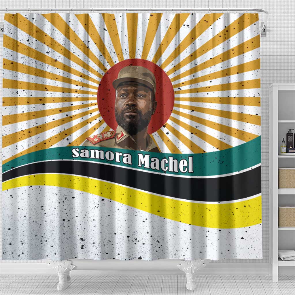 Samora Machel Shower Curtain Radiant Sunburst Bold Anti-Colonial Quote Mozambique Liberation - African Revolutionary Art - African Pride