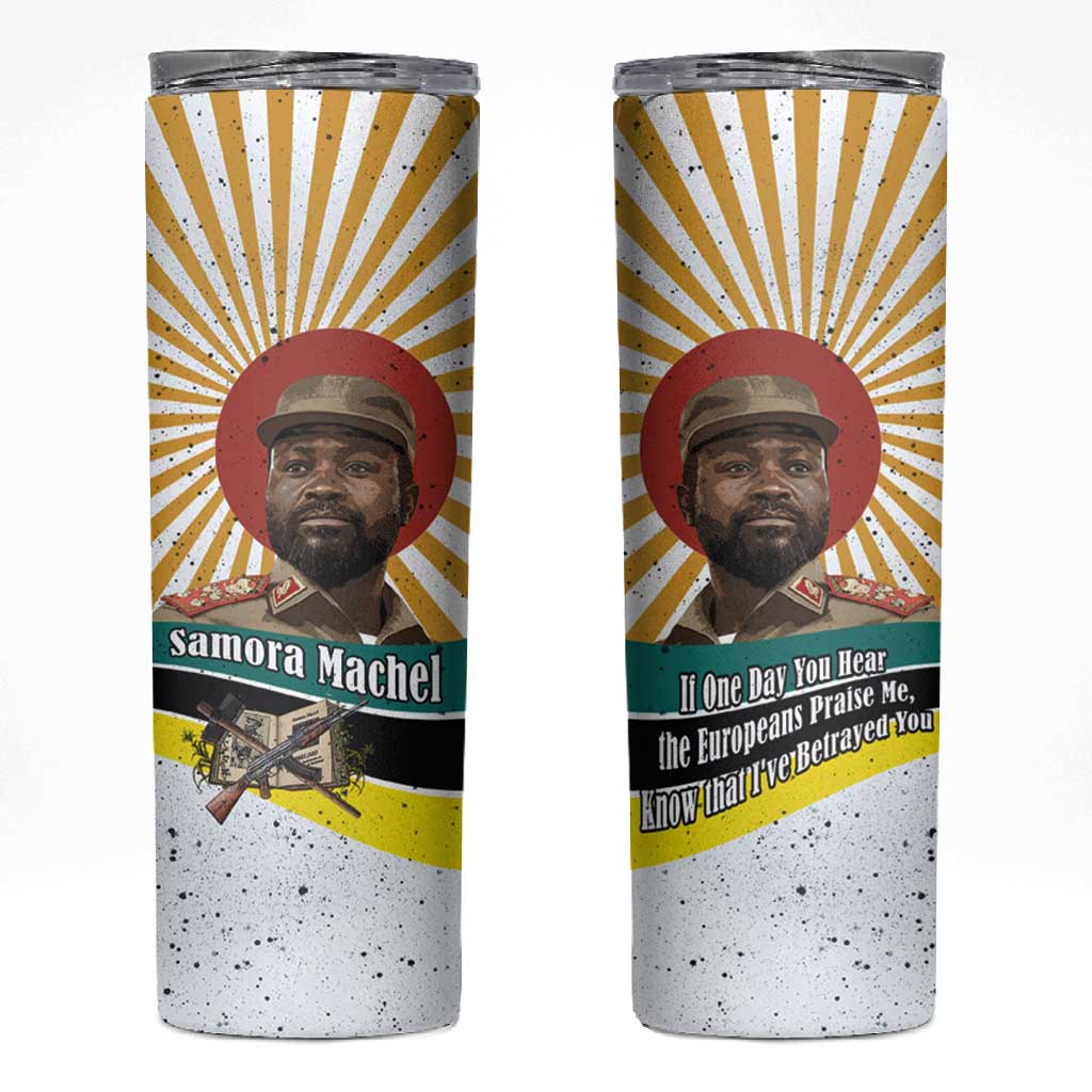 Samora Machel Skinny Tumbler Radiant Sunburst Bold Anti-Colonial Quote Mozambique Liberation - African Revolutionary Art - African Pride