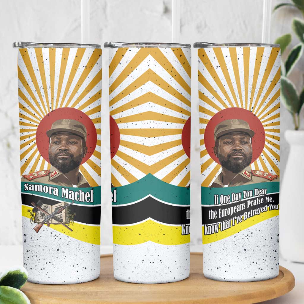 Samora Machel Skinny Tumbler Radiant Sunburst Bold Anti-Colonial Quote Mozambique Liberation - African Revolutionary Art - African Pride