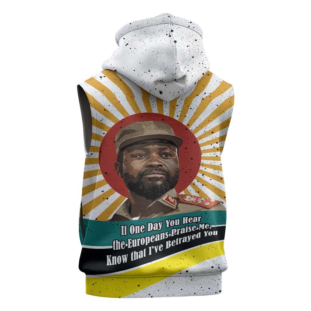 Samora Machel Sleeveless Hoodie Radiant Sunburst Bold Anti-Colonial Quote Mozambique Liberation - African Revolutionary Art - African Pride