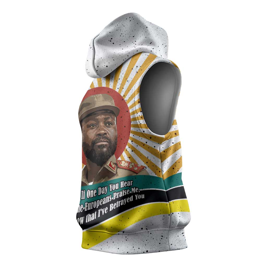 Samora Machel Sleeveless Hoodie Radiant Sunburst Bold Anti-Colonial Quote Mozambique Liberation - African Revolutionary Art - African Pride