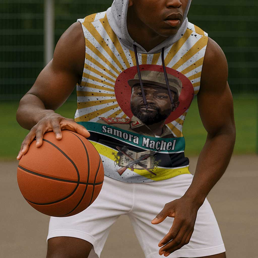 Samora Machel Sleeveless Hoodie Radiant Sunburst Bold Anti-Colonial Quote Mozambique Liberation - African Revolutionary Art - African Pride
