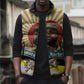 Samora Machel Sleeveless Puffer Jacket Radiant Sunburst Bold Anti-Colonial Quote Mozambique Liberation - African Revolutionary Art - African Pride