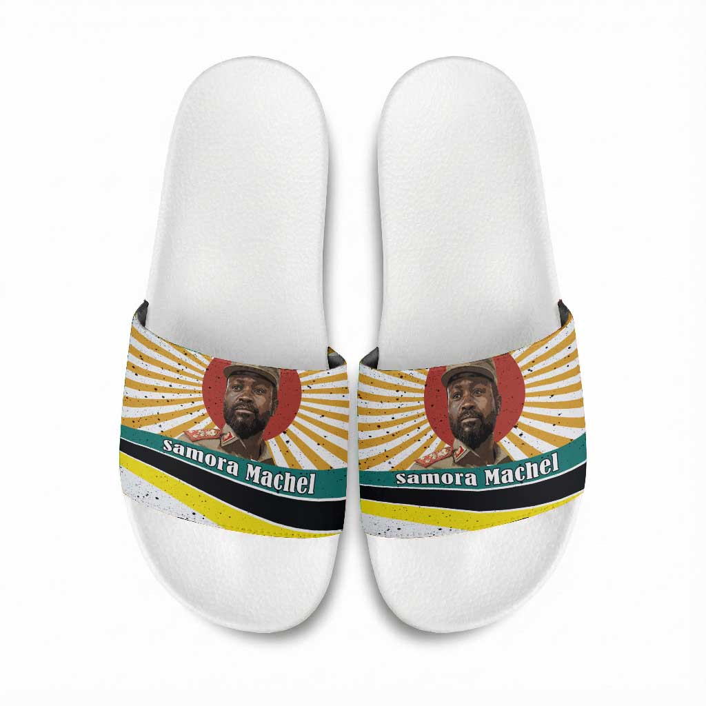 Samora Machel Slide Sandals Radiant Sunburst Bold Anti-Colonial Quote Mozambique Liberation - African Revolutionary Art - African Pride