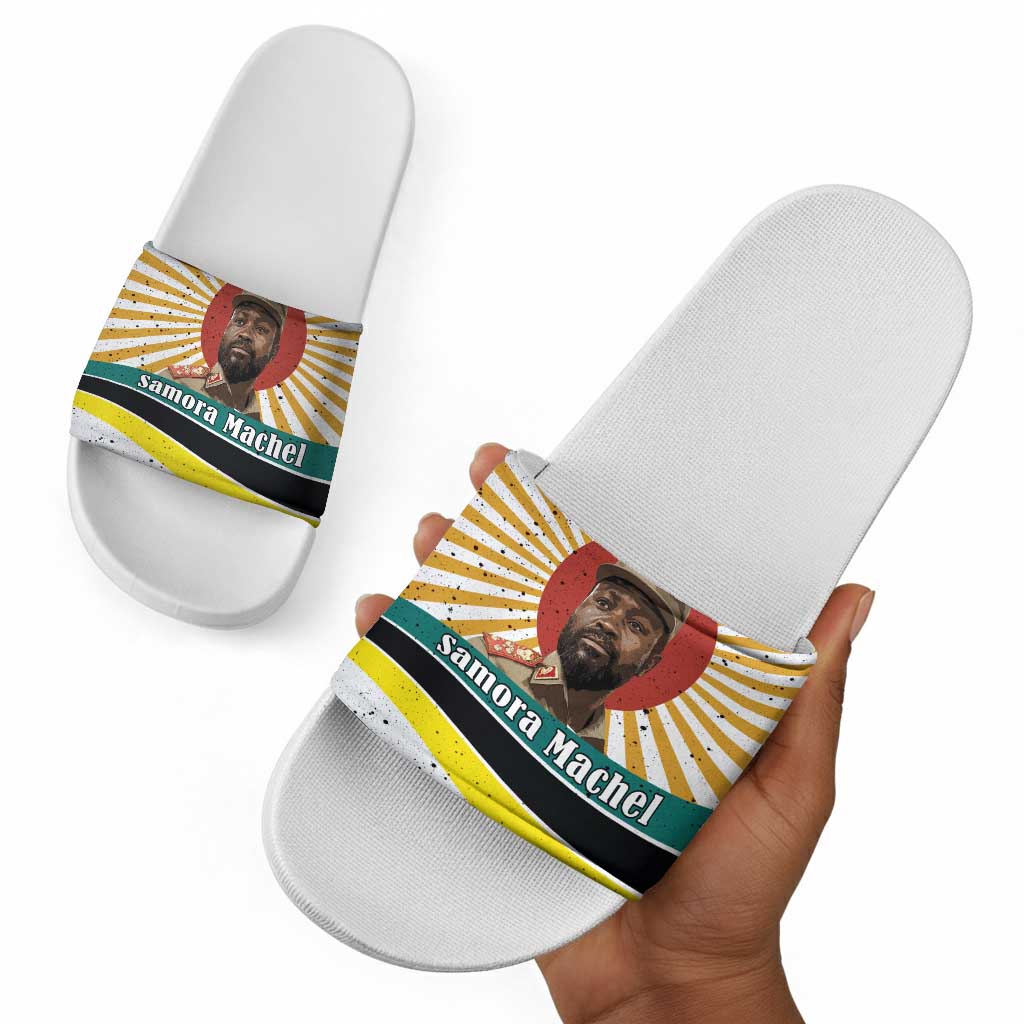 Samora Machel Slide Sandals Radiant Sunburst Bold Anti-Colonial Quote Mozambique Liberation - African Revolutionary Art - African Pride