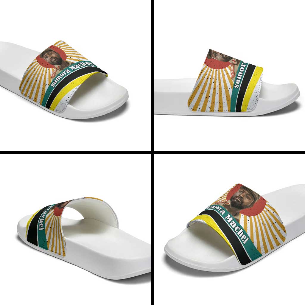 Samora Machel Slide Sandals Radiant Sunburst Bold Anti-Colonial Quote Mozambique Liberation - African Revolutionary Art - African Pride