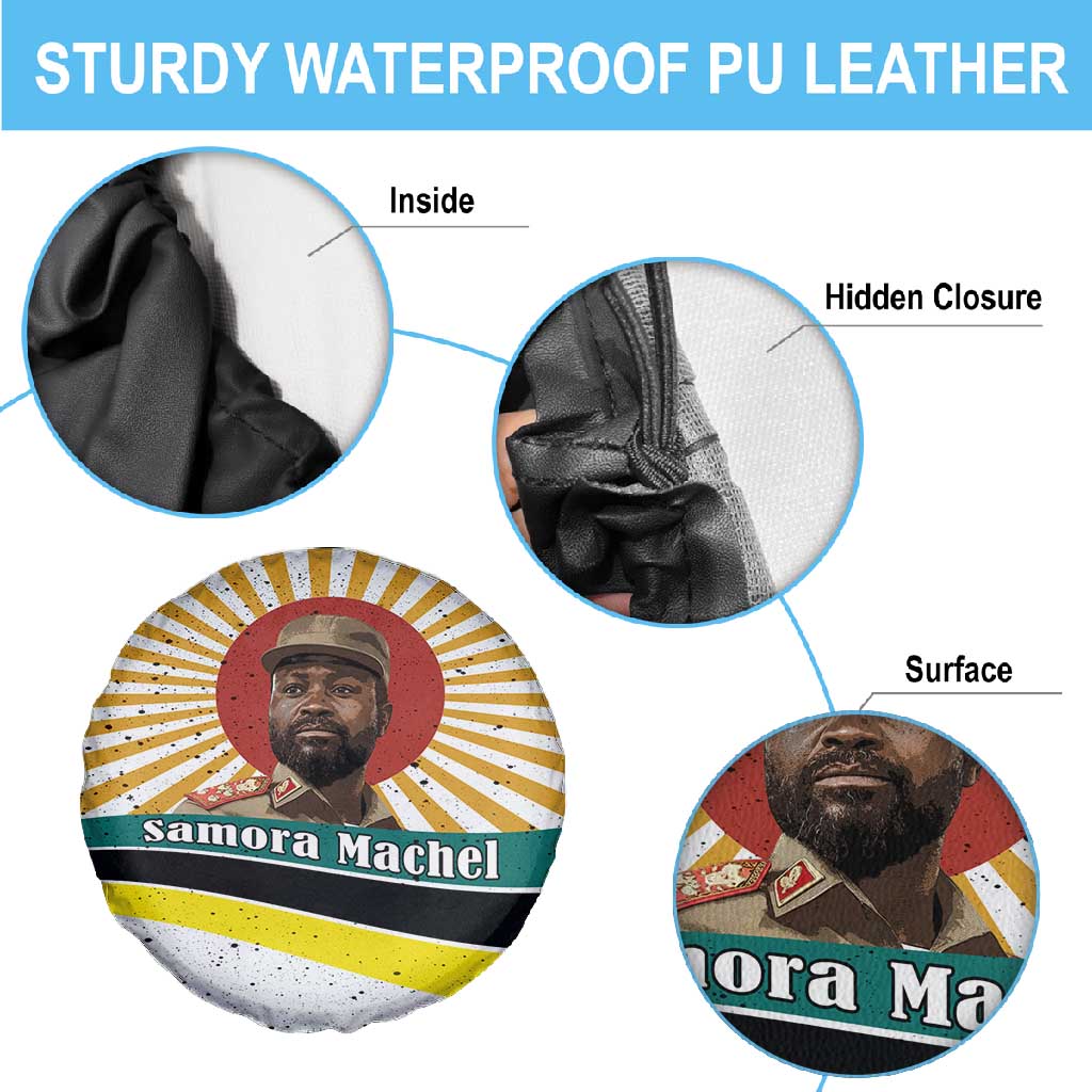 Samora Machel Spare Tire Cover Radiant Sunburst Bold Anti-Colonial Quote Mozambique Liberation - African Revolutionary Art - African Pride