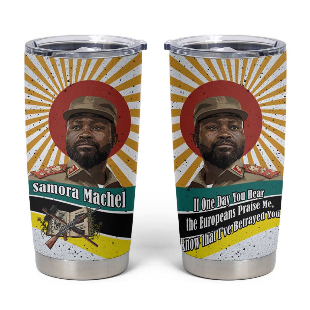 Samora Machel Tumbler Cup Radiant Sunburst Bold Anti-Colonial Quote Mozambique Liberation - African Revolutionary Art - African Pride