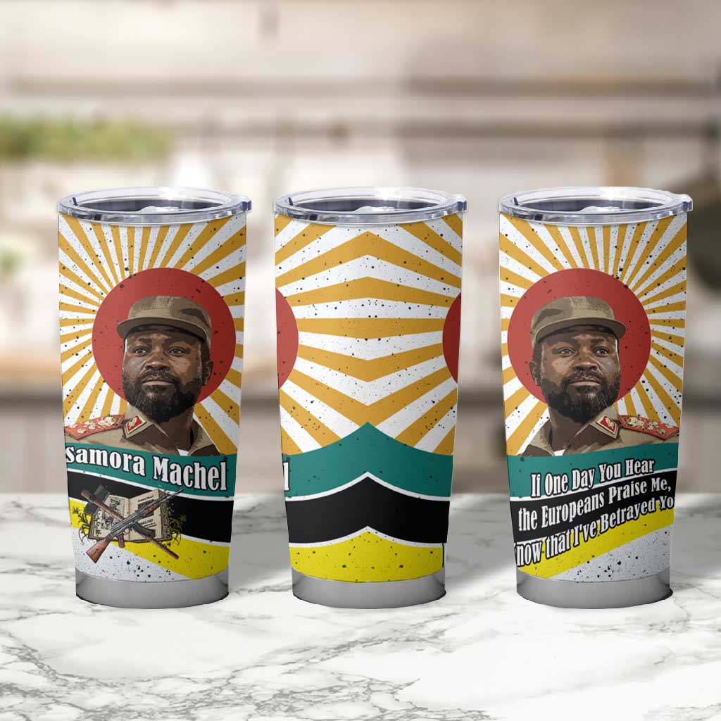 Samora Machel Tumbler Cup Radiant Sunburst Bold Anti-Colonial Quote Mozambique Liberation - African Revolutionary Art - African Pride