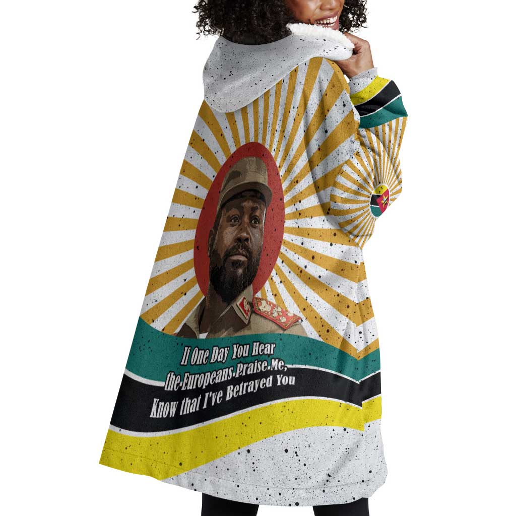Samora Machel Wearable Blanket Hoodie Radiant Sunburst Bold Anti-Colonial Quote Mozambique Liberation - African Revolutionary Art - African Pride