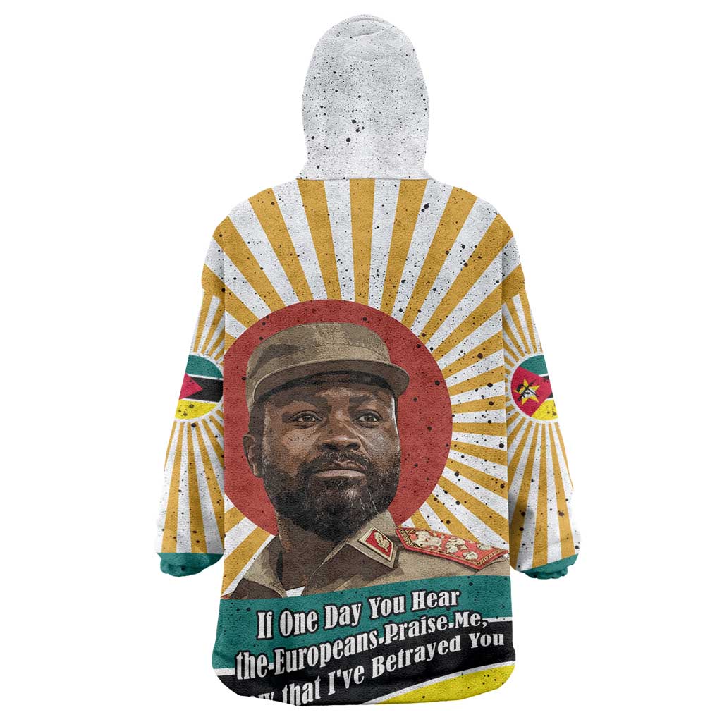 Samora Machel Wearable Blanket Hoodie Radiant Sunburst Bold Anti-Colonial Quote Mozambique Liberation - African Revolutionary Art - African Pride