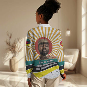 Samora Machel Women Casual Shirt Radiant Sunburst Bold Anti-Colonial Quote Mozambique Liberation - African Revolutionary Art - African Pride