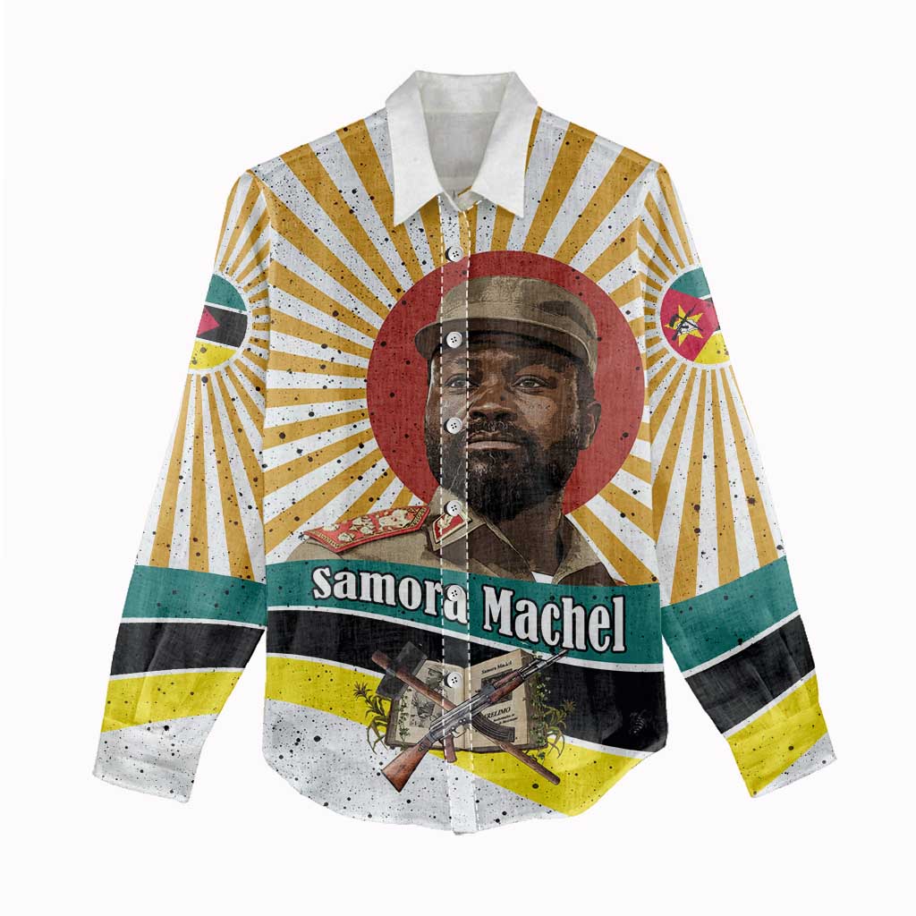 Samora Machel Women Casual Shirt Radiant Sunburst Bold Anti-Colonial Quote Mozambique Liberation - African Revolutionary Art - African Pride
