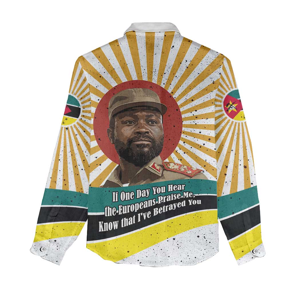 Samora Machel Women Casual Shirt Radiant Sunburst Bold Anti-Colonial Quote Mozambique Liberation - African Revolutionary Art - African Pride