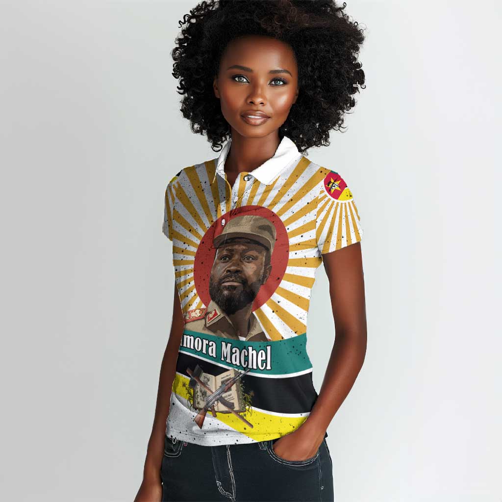 Samora Machel Women Polo Shirt Radiant Sunburst Bold Anti-Colonial Quote Mozambique Liberation - African Revolutionary Art - African Pride