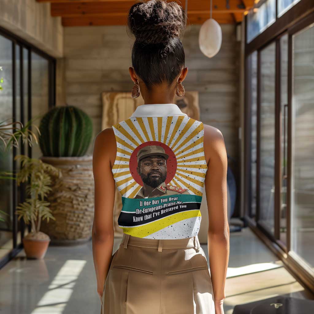 Samora Machel Women Sleeveless Polo Shirt Radiant Sunburst Bold Anti-Colonial Quote Mozambique Liberation - African Revolutionary Art - African Pride