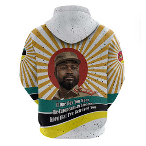 Samora Machel Zip Hoodie Radiant Sunburst Bold Anti-Colonial Quote Mozambique Liberation - African Revolutionary Art - African Pride