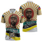 Samora Machel Zipper Polo Shirt Radiant Sunburst Bold Anti-Colonial Quote Mozambique Liberation - African Revolutionary Art - African Pride