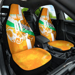 Personalized Ivory Coast Football Car Seat Cover Elephant Mascot Flag - Comic Style Graphic