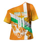 Personalized Ivory Coast Football Cross Shoulder Shirt Elephant Mascot Flag - Comic Style Graphic