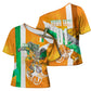 Personalized Ivory Coast Football Cross Shoulder Shirt Elephant Mascot Flag - Comic Style Graphic