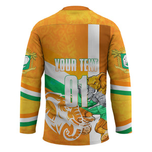 Personalized Ivory Coast Football Hockey Jersey Elephant Mascot Flag - Comic Style Graphic