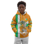 Personalized Ivory Coast Football Kid Hoodie Elephant Mascot Flag - Comic Style Graphic