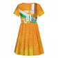 Personalized Ivory Coast Football Kid Short Sleeve Dress Elephant Mascot Flag - Comic Style Graphic