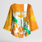 Personalized Ivory Coast Football Kimono Sleeve Blouse Elephant Mascot Flag - Comic Style Graphic