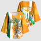 Personalized Ivory Coast Football Kimono Sleeve Blouse Elephant Mascot Flag - Comic Style Graphic