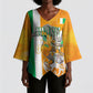 Personalized Ivory Coast Football Kimono Sleeve Blouse Elephant Mascot Flag - Comic Style Graphic