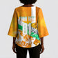 Personalized Ivory Coast Football Kimono Sleeve Blouse Elephant Mascot Flag - Comic Style Graphic
