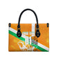 Personalized Ivory Coast Football Leather Bag Elephant Mascot Flag - Comic Style Graphic