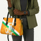 Personalized Ivory Coast Football Leather Bag Elephant Mascot Flag - Comic Style Graphic
