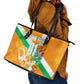 Personalized Ivory Coast Football Leather Tote Bag Elephant Mascot Flag - Comic Style Graphic