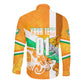 Personalized Ivory Coast Football Long Sleeve Button Shirt Elephant Mascot Flag - Comic Style Graphic