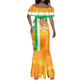 Personalized Ivory Coast Football Mermaid Dress Elephant Mascot Flag - Comic Style Graphic