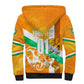 Personalized Ivory Coast Football Sherpa Hoodie Elephant Mascot Flag - Comic Style Graphic
