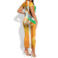 Personalized Ivory Coast Football Short Sleeve Bodycon Dress Elephant Mascot Flag - Comic Style Graphic