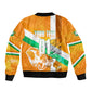 Personalized Ivory Coast Football Sleeve Zip Bomber Jacket Elephant Mascot Flag - Comic Style Graphic