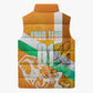 Personalized Ivory Coast Football Sleeveless Puffer Jacket Elephant Mascot Flag - Comic Style Graphic