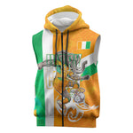 Personalized Ivory Coast Football Sleeveless Zip Hoodie Elephant Mascot Flag - Comic Style Graphic