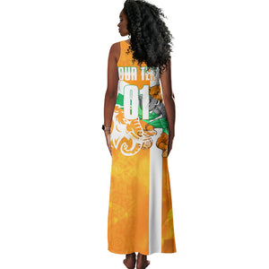 Personalized Ivory Coast Football Tank Maxi Dress Elephant Mascot Flag - Comic Style Graphic