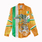Personalized Ivory Coast Football Women Casual Shirt Elephant Mascot Flag - Comic Style Graphic