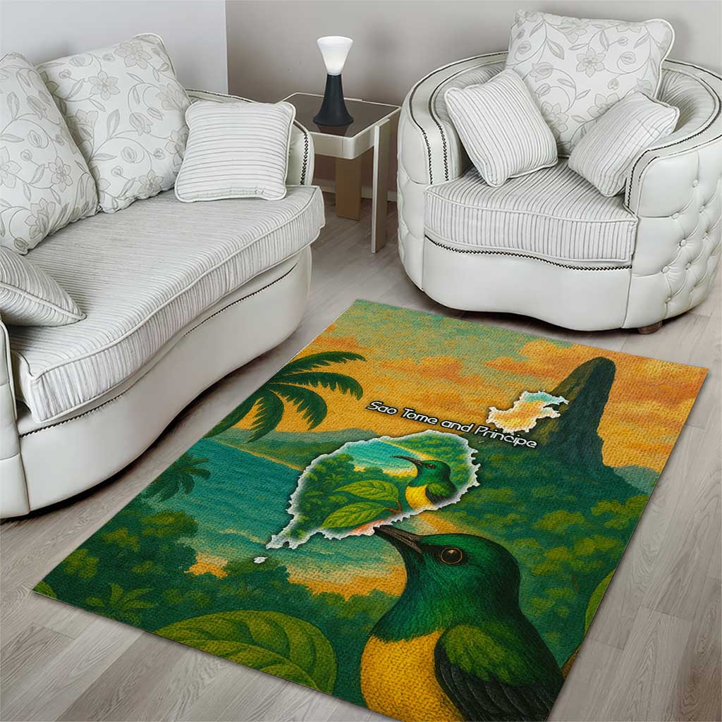 Sao Tome and Principe Area Rug Tropical Island Bird and Cocoa Forest - African Pride