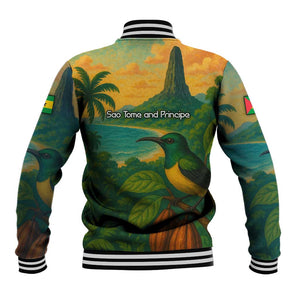 Sao Tome and Principe Baseball Jacket Tropical Island Bird and Cocoa Forest - African Pride