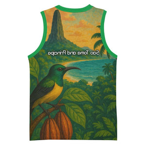 Sao Tome and Principe Basketball Jersey Tropical Island Bird and Cocoa Forest - African Pride