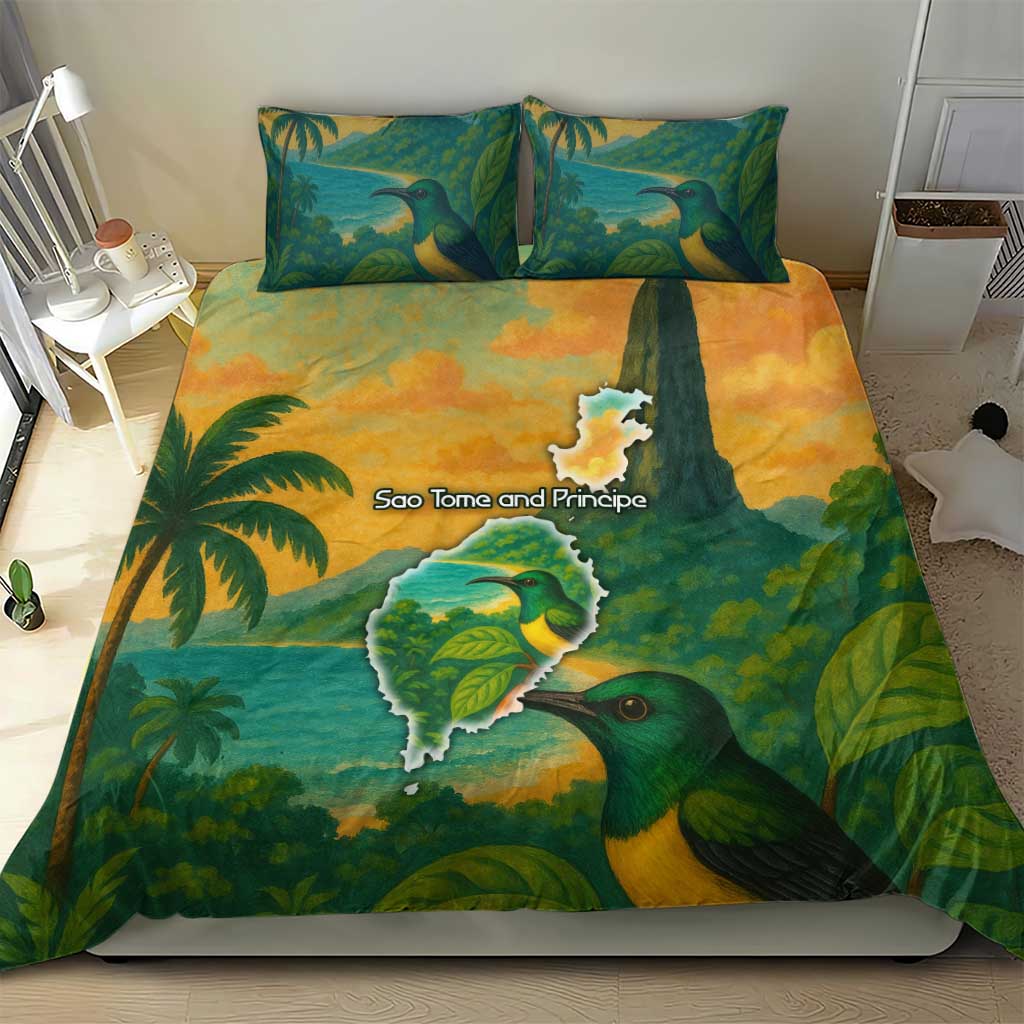 Sao Tome and Principe Bedding Set Tropical Island Bird and Cocoa Forest - African Pride