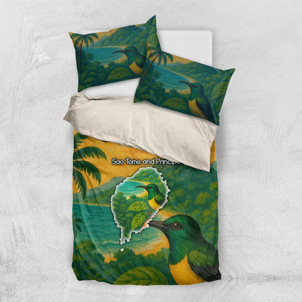 Sao Tome and Principe Bedding Set Tropical Island Bird and Cocoa Forest - African Pride